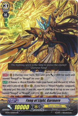 Fang of Light Garmore BT04 020EN Double Rare RR Fang of Light Garmore BT04 020EN Double Rare RR