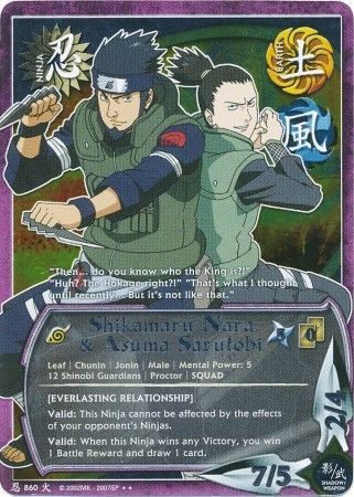 Shikamaru Nara Asuma Sarutobi 860 Foil Platinum Lettering Promo Shikamaru Nara Asuma Sarutobi 860 Foil Platinum Lettering Promo