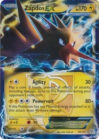 Card Zapdos-EX 48/135 da coleção Plasma Storm