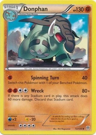 Donphan 72 135 Uncommon Black White 8 Plasma Storm Singles Donphan 72 135 Uncommon Black White 8 Plasma Storm Singles