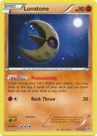 Lunatone 73 135 Uncommon Black White 8 Plasma Storm Singles Lunatone 73 135 Uncommon Black White 8 Plasma Storm Singles
