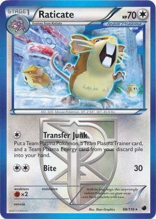 Raticate 88 116 Rare Black White 9 Plasma Freeze Singles Raticate 88 116 Rare Black White 9 Plasma Freeze Singles