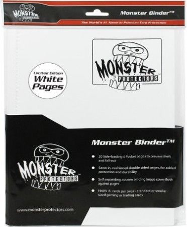 Monster Protectors White w/ White Pages Matte 4-Pocket Portfolio Binder ...