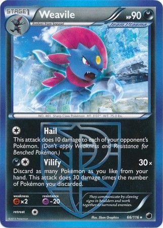 Weavile 66 116 Rare Black White 9 Plasma Freeze Singles Weavile 66 116 Rare Black White 9 Plasma Freeze Singles
