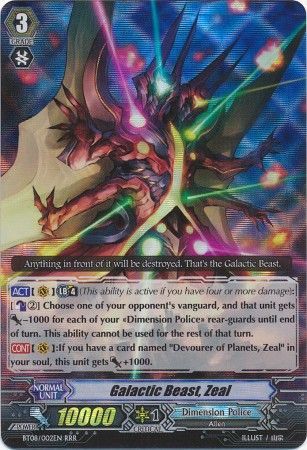 Galactic Beast Zeal BT08 002EN Triple Rare RRR Galactic Beast Zeal BT08 002EN Triple Rare RRR