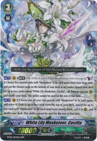White Lily Musketeer Cecilia BT08 004EN Triple Rare RRR White Lily Musketeer Cecilia BT08 004EN Triple Rare RRR