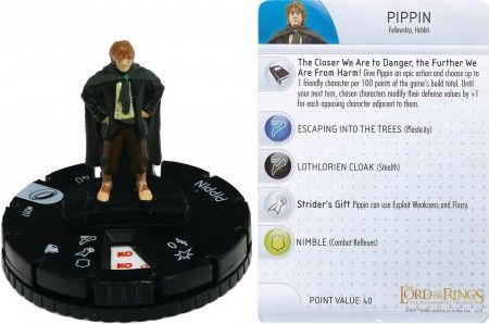 Fellowship of the Ring set Pippin #007 Common figure w/card! Heroclix LotR 