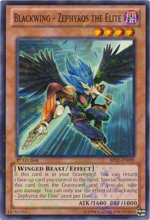 Blackwing Zephyros the Elite BP02 EN098 Mosaic Rare 1st Edition Blackwing Zephyros the Elite BP02 EN098 Mosaic Rare 1st Edition