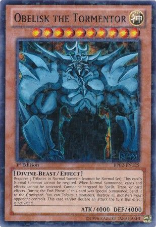Obelisk the Tormentor BP02 EN125 Mosaic Rare 1st Edition Obelisk the Tormentor BP02 EN125 Mosaic Rare 1st Edition