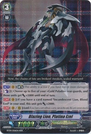 Blazing Lion Platina Ezel BT09 006EN Triple Rare RRR Vol 9 Clash of the Knights Dragons Singles Blazing Lion Platina Ezel BT09 006EN Triple Rare RRR Vol 9 Clash of the Knights Dragons Singles