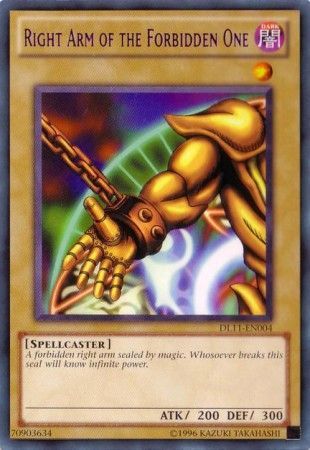 Right Arm of the Forbidden One DL11 EN004 Rare Yu Gi Oh Promo Cards Right Arm of the Forbidden One DL11 EN004 Rare Yu Gi Oh Promo Cards