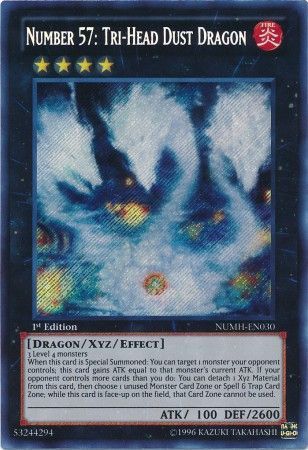Number 57 Tri Head Dust Dragon NUMH EN030 Secret Rare 1st Edition Number Hunters 1st Edition Singles Number 57 Tri Head Dust Dragon NUMH EN030 Secret Rare 1st Edition Number Hunters 1st Edition Singles