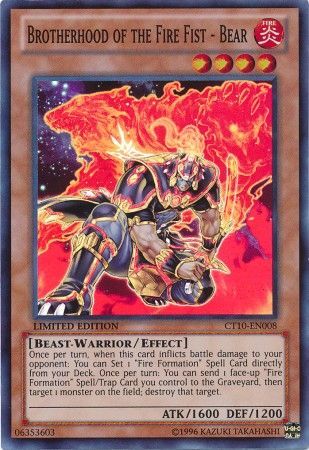 Brotherhood of the Fire Fist Bear CT10 EN008 Super Rare Yu Gi Oh Promo Cards Brotherhood of the Fire Fist Bear CT10 EN008 Super Rare Yu Gi Oh Promo Cards