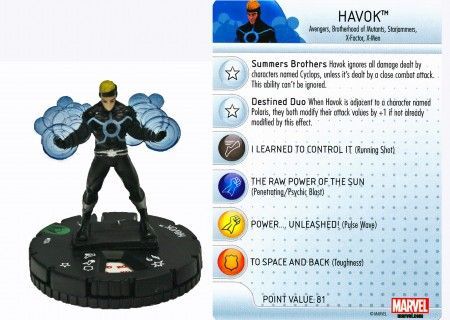 Heroclix Wolverine and the X-Men set Havok #203 Gravity Feed figure w/card! 