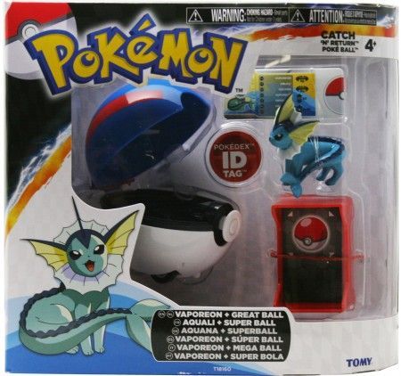 Vaporeon & Great Ball Catch 'n' Return Poke Ball Toy (Pokemon B&W) T18160