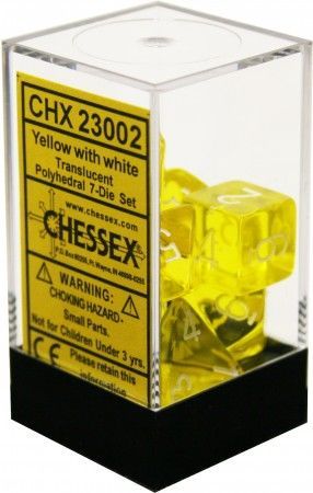 Chessex Translucent Yellow White Set of 7 Dice CHX23002 Dice Life Counters Tokens Chessex Translucent Yellow White Set of 7 Dice CHX23002 Dice Life Counters Tokens