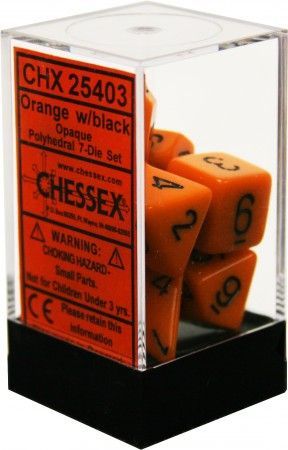 Chessex Opaque Orange w Black Set of 7 Dice CHX25403 Dice Life Counters Tokens Chessex Opaque Orange w Black Set of 7 Dice CHX25403 Dice Life Counters Tokens
