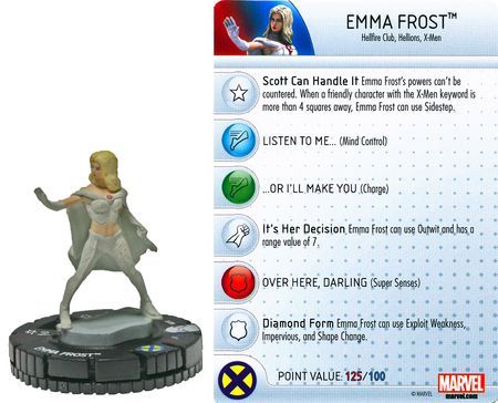Heroclix Avengers vs X-Men set Emma Frost #010 Starter Set figure w/card! 