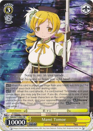 Mami Tomoe MM W17 E002 Double Rare RR Weiss Schwarz Puella Magi Madoka Magica Booster Set Mami Tomoe MM W17 E002 Double Rare RR Weiss Schwarz Puella Magi Madoka Magica Booster Set