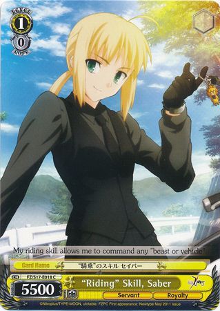 Riding Skill Saber FZ S17 E018 Common C Weiss Schwarz Fate Zero Booster Set Riding Skill Saber FZ S17 E018 Common C Weiss Schwarz Fate Zero Booster Set