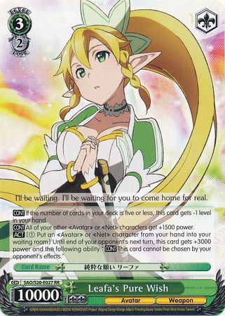 Leafa s Pure Wish SAO S20 E027 Double Rare RR Leafa s Pure Wish SAO S20 E027 Double Rare RR