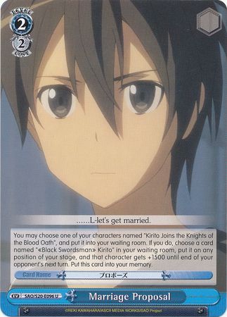 Marriage Proposal SAO S20 E096 Uncommon U Weiss Schwarz Sword Art Online Booster Set Marriage Proposal SAO S20 E096 Uncommon U Weiss Schwarz Sword Art Online Booster Set