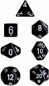 Chessex Opaque Black w White Set of 7 Dice CHX25408 Dice Life Counters Tokens Chessex Opaque Black w White Set of 7 Dice CHX25408 Dice Life Counters Tokens