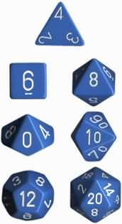 Chessex Opaque Light Blue w White Set of 7 Dice CHX25416 Dice Life Counters Tokens Chessex Opaque Light Blue w White Set of 7 Dice CHX25416 Dice Life Counters Tokens