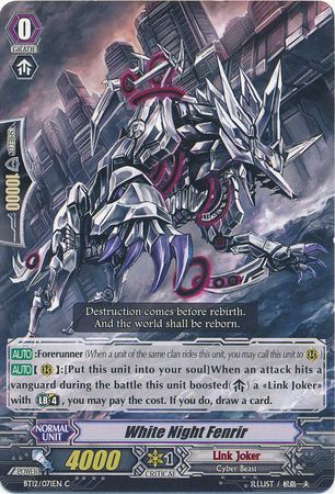 White Night Fenrir BT12 071EN Common C Vol 12 Binding Force of the Black Rings Singles White Night Fenrir BT12 071EN Common C Vol 12 Binding Force of the Black Rings Singles