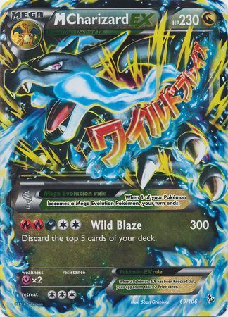Pokemon Card Set of 30 Cards Charizard 69/106 Mega EX with GX Trainer & EX Card 