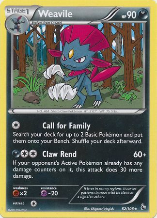 Weavile 52 106 Rare XY Flashfire Singles Weavile 52 106 Rare XY Flashfire Singles