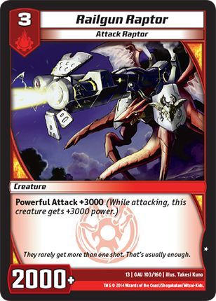 Railgun Raptor 103 160 Common Kaijudo Quest for the Gauntlet Railgun Raptor 103 160 Common Kaijudo Quest for the Gauntlet