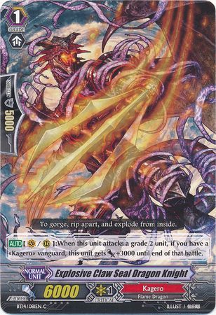 Explosive Claw Seal Dragon Knight BT14 081EN Common C Vol 14 Brilliant Strike Singles Explosive Claw Seal Dragon Knight BT14 081EN Common C Vol 14 Brilliant Strike Singles