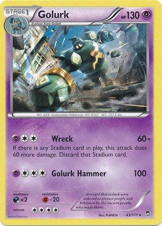 Golurk 43 111 Rare XY Furious Fists Singles Golurk 43 111 Rare XY Furious Fists Singles