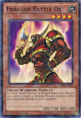 Enraged Battle Ox BP03 EN011 Shatterfoil Rare 1st Edition Enraged Battle Ox BP03 EN011 Shatterfoil Rare 1st Edition