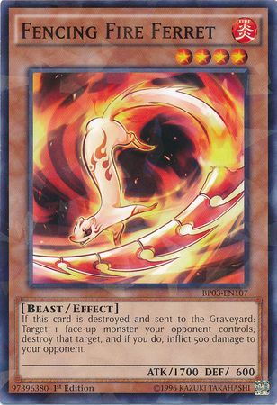 Fencing Fire Ferret BP03 EN107 Shatterfoil Rare 1st Edition Fencing Fire Ferret BP03 EN107 Shatterfoil Rare 1st Edition