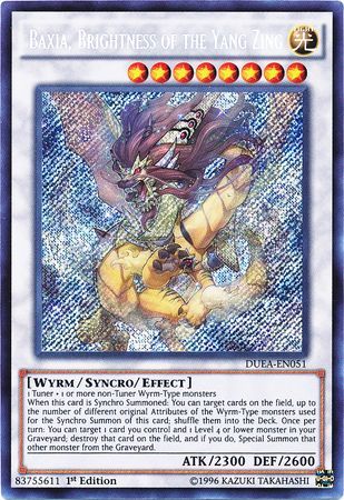 Baxia Brightness of the Yang Zing DUEA EN051 Secret Rare 1st Edition Baxia Brightness of the Yang Zing DUEA EN051 Secret Rare 1st Edition