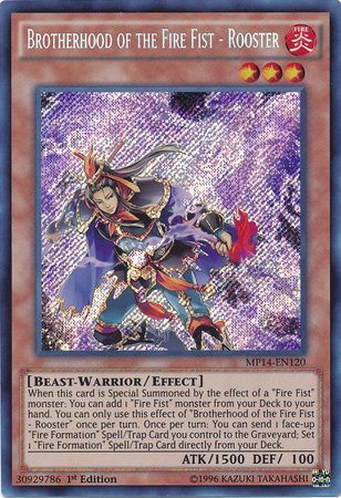 Brotherhood of the Fire Fist Rooster MP14 EN120 Secret Rare 1st Edition Brotherhood of the Fire Fist Rooster MP14 EN120 Secret Rare 1st Edition