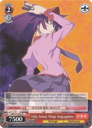 Fully Armed Hitagi Senjyogahara BM S15 057 Rare R Weiss Schwarz Bakemonogatari Booster Set Fully Armed Hitagi Senjyogahara BM S15 057 Rare R Weiss Schwarz Bakemonogatari Booster Set