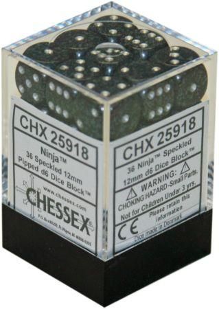 Chessex Speckled Ninja Set of 36 d6 Dice CHX25918 Dice Life Counters Tokens Chessex Speckled Ninja Set of 36 d6 Dice CHX25918 Dice Life Counters Tokens
