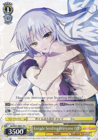 Kanade Sending Everyone Off AB W31 E001 Double Rare RR Weiss Schwarz Angel Beats Re Edit Booster Set Kanade Sending Everyone Off AB W31 E001 Double Rare RR Weiss Schwarz Angel Beats Re Edit Booster Set
