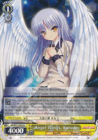 Angel Wings Kanade AB W31 E005 Rare R Weiss Schwarz Angel Beats Re Edit Booster Set Angel Wings Kanade AB W31 E005 Rare R Weiss Schwarz Angel Beats Re Edit Booster Set