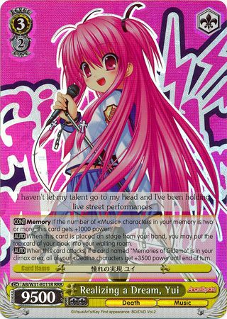 Realizing a Dream Yui AB W31 E011 Rare R Weiss Schwarz Angel Beats Re Edit Booster Set Realizing a Dream Yui AB W31 E011 Rare R Weiss Schwarz Angel Beats Re Edit Booster Set