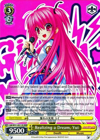 Realizing a Dream Yui AB W31 E011R Triple Rare RRR Weiss Schwarz Angel Beats Re Edit Booster Set Realizing a Dream Yui AB W31 E011R Triple Rare RRR Weiss Schwarz Angel Beats Re Edit Booster Set