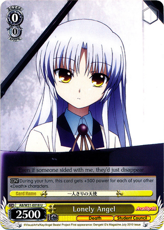 Lonely Angel AB W31 E018 Uncommon U Weiss Schwarz Angel Beats Re Edit Booster Set Lonely Angel AB W31 E018 Uncommon U Weiss Schwarz Angel Beats Re Edit Booster Set