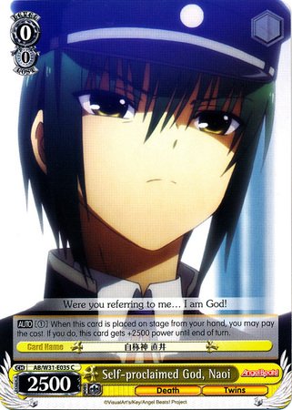 Self proclaimed God Naoi AB W31 E035 Common C Weiss Schwarz Angel Beats Re Edit Booster Set Self proclaimed God Naoi AB W31 E035 Common C Weiss Schwarz Angel Beats Re Edit Booster Set