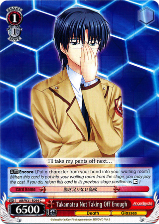 Takamatsu Not Taking Off Enough AB W31 E094 Common C Weiss Schwarz Angel Beats Re Edit Booster Set Takamatsu Not Taking Off Enough AB W31 E094 Common C Weiss Schwarz Angel Beats Re Edit Booster Set