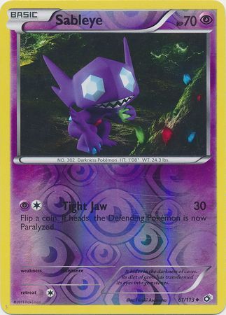 Sableye 61 113 Uncommon Reverse Holo Sableye 61 113 Uncommon Reverse Holo