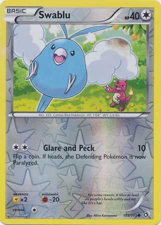 Swablu 103 113 Common Reverse Holo Black White 11 Legendary Treasures Reverse Holo Singles Swablu 103 113 Common Reverse Holo Black White 11 Legendary Treasures Reverse Holo Singles