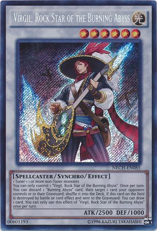Virgil Rock Star of the Burning Abyss NECH EN085 Secret Rare Unlimited Virgil Rock Star of the Burning Abyss NECH EN085 Secret Rare Unlimited